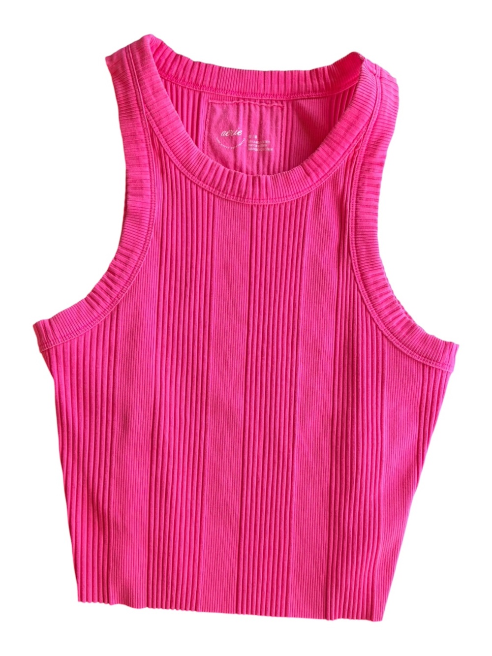 Aerie Free Spirit Ribbed Crop Tank Top - Hot Pink